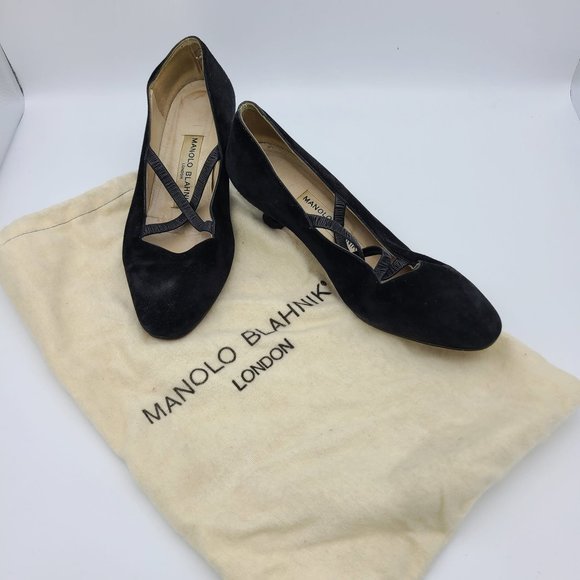 Manolo Blahnik Vintage Strappy Low Heels - Picture 1 of 8